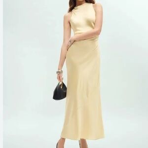 Reformation Cassette Silk Dress- Blonde NWT
